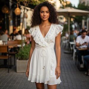 Saints + Secrets Ruffle Hem Dress Flutter Sleeve Small S Resort Night Out